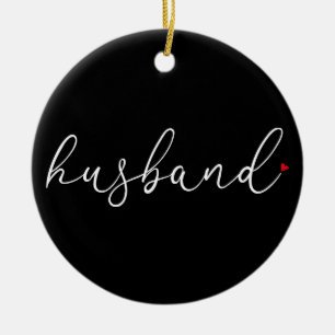 Best Ever Husband Definition Script Red Love Heart Ceramic Tree Decoration