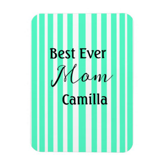 Best ever mom green stripped pattern pastel neon  magnet