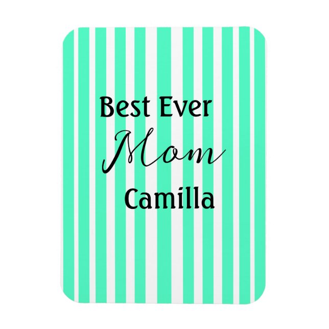 Best ever mom green stripped pattern pastel neon  magnet (Vertical)