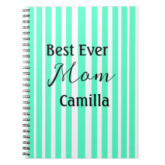Best ever mom green stripped pattern pastel neon  notebook