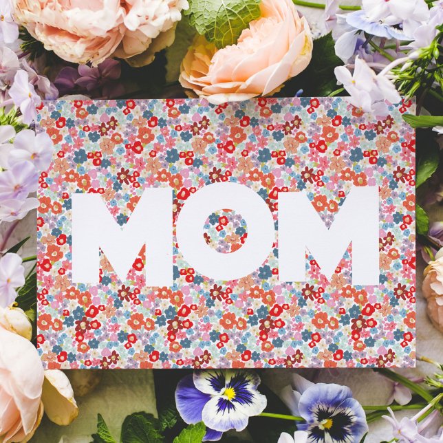 Best Ever Mum Floral Pattern Mother's Day Card (Bright and colorful floral Best Ever MOM Mother's Day greeting card.)