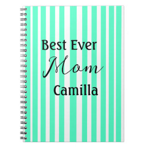 Best ever mum green stripped pattern pastel neon notebook