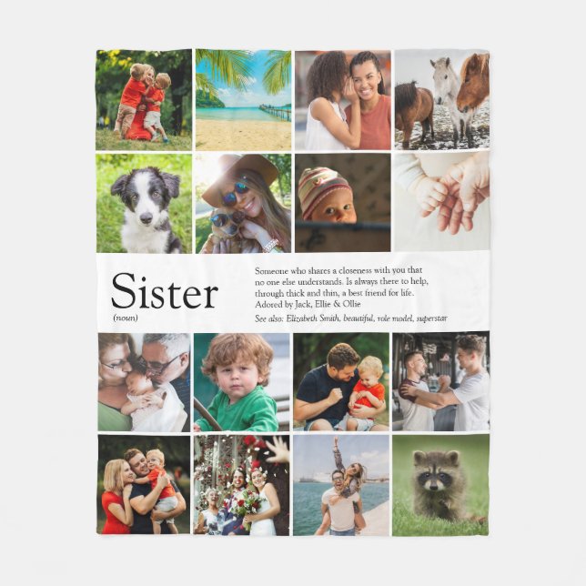 Best Ever Sister Definition 16 Photo Fleece Blanket (Front)
