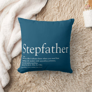 Best Ever Stepfather, Stepdad Definition Blue Fun Cushion