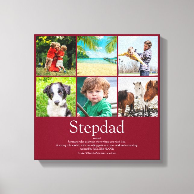 Best Ever Stepfather Stepdad Modern Photo Collage Canvas Print (Front)