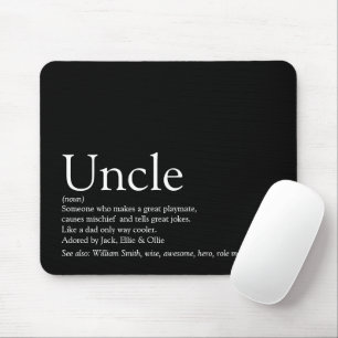 Best Ever Uncle Fun Cool Modern Black and White Mouse Mat