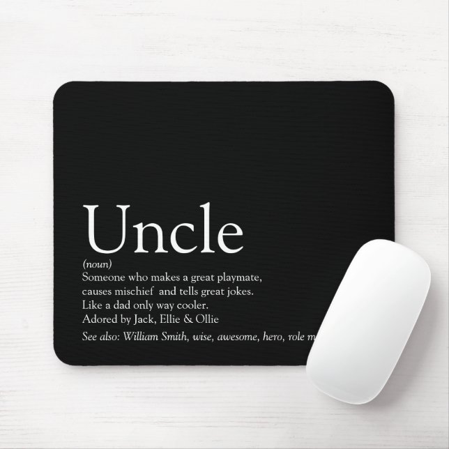 Best Ever Uncle Fun Cool Modern Black and White Mouse Mat (With Mouse)