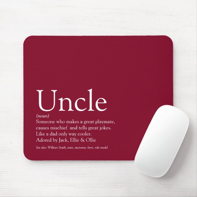 Best Ever Uncle Funcle Definition Modern Burgundy Mouse Mat (With Mouse)