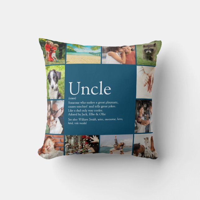 Best Ever Uncle Modern Cool Fun Photo Collage Cushion (Front)