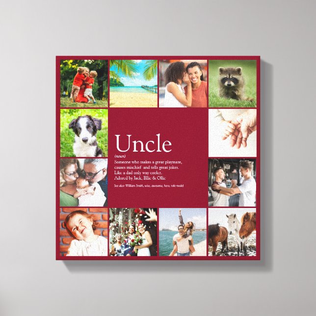 Best Ever Uncle Quote Fun Cool Photo Collage Canvas Print (Front)