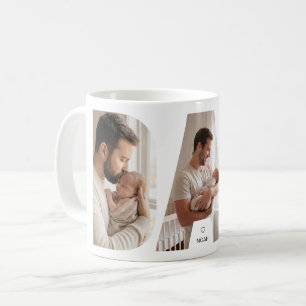 Best Ever White Modern DAD Photo Collage Coffee Mug