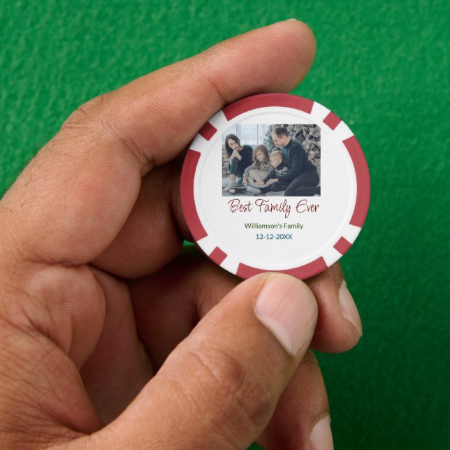 Best family ever add family name picture date year poker chips (Hand)