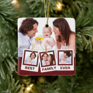 Best Family Ever Custom Instagram 4 Photo Collage Ceramic Ornament