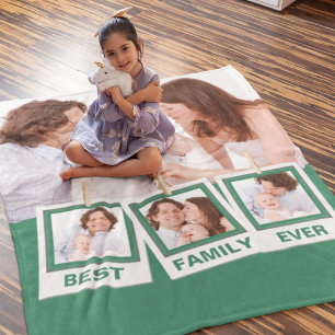 Best Family Ever Custom Instagram 4 Photo Collage Fleece Blanket