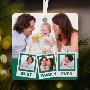 Best Family Ever Custom Instagram 4 Photo Collage Metal Tree Decoration