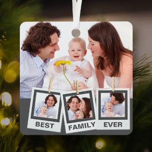 Best Family Ever Custom Instagram 4 Photo Collage Metal Tree Decoration