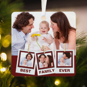 Best Family Ever Custom Instagram 4 Photo Collage Metal Tree Decoration