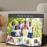 Best Family Ever - Custom Photo Collage w 5 Photos Plaque<br><div class="desc">Keep your family close with this lovely easel style photo plaque. The template for is set up ready for you to add 5 of your favourite photos. The main photo will be used as the background and the remaining 4 photos will be laid out in a zigzag photo strip along...</div>