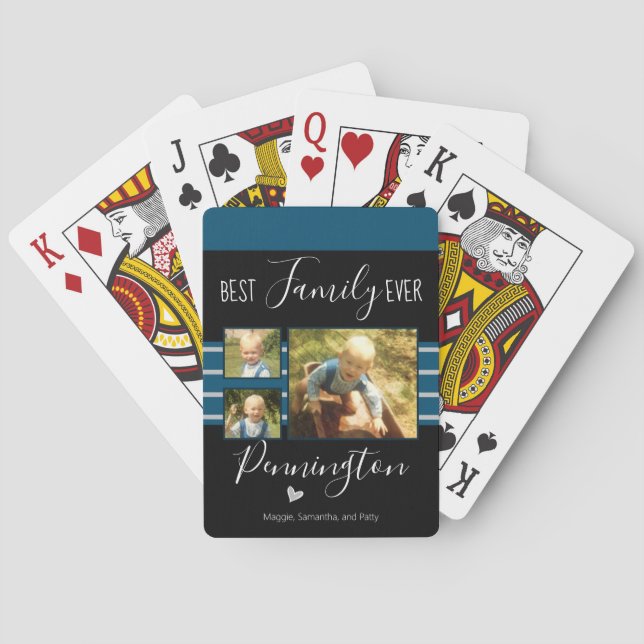 Best Family Ever Photo Collage Custom Name Playing Cards (Back)