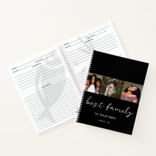 Best Family Recipe Collage Photo Black Script  Notebook