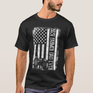 Best Farmer Dad Ever With US American Flag Father' T-Shirt