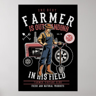 Best Farmer Vintage Mancave Postcard Poster
