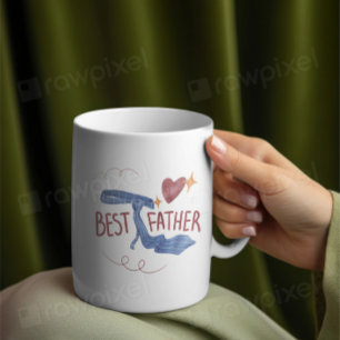 Best Father 2025 Mug   Cute Tie and Heart Father’s
