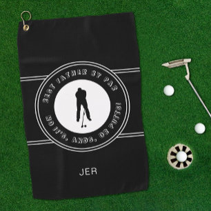 Best Father By Par Funny Putts Men's Golfer Black Golf Towel