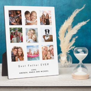 Best father dad custom photo family collage white plaque
