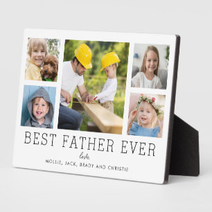 Best Father Ever 5-Photo Collage Simple Custom Plaque
