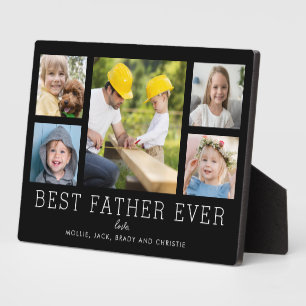 Best Father Ever 5-Photo Collage Simple Custom Plaque
