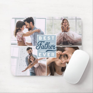 Best Father Ever Custom Four Photo Family Collage Mouse Mat