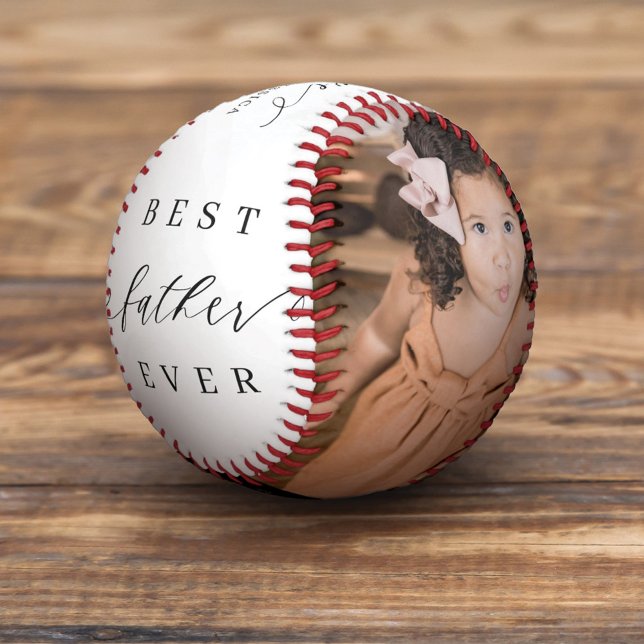 Best Father Ever Elegant Script Photos Names Year Baseball (Creator Uploaded)