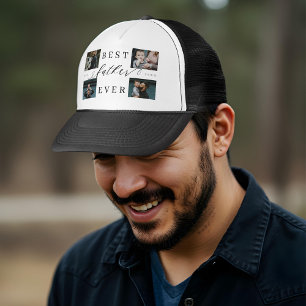 Best Father Ever   Father's Day 4 Photo Collage Trucker Hat