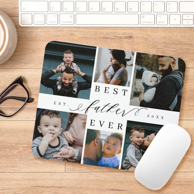 Best Father Ever | Father's Day 6 Photo Collage Mouse Mat (Creator Uploaded)