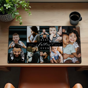Best Father Ever   Father's Day 8 Photo Collage Desk Mat