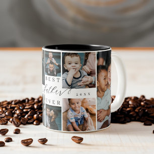 Best Father Ever Father's Day 8 Photo Collage Two-Tone Coffee Mug