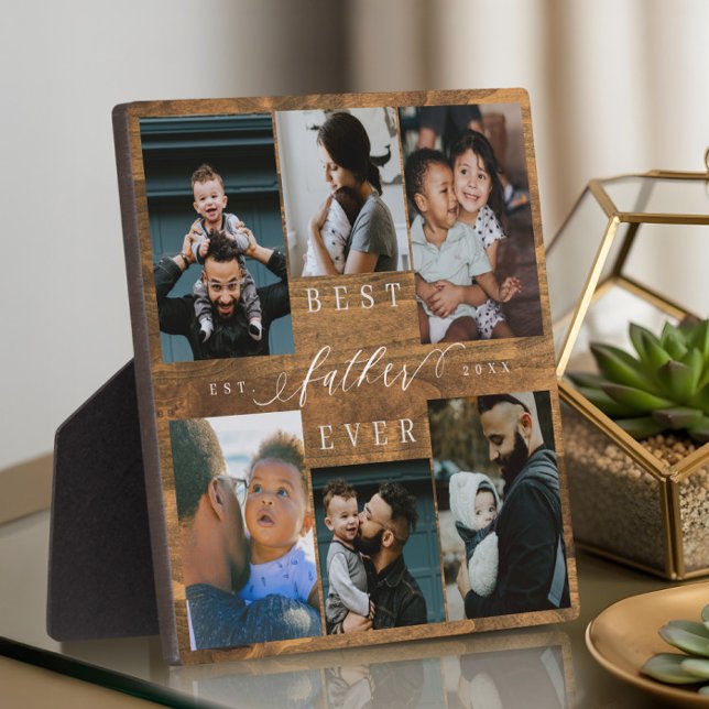 Best Father Ever Father's Day Gift Photo Woodgrain Plaque (Best Father Ever Father's Day Gift Photo Woodgrain Plaque)