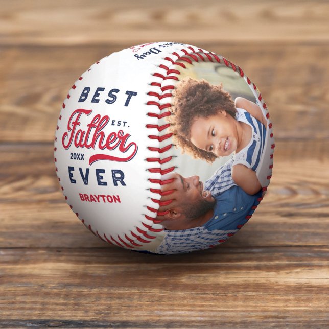Best Father Ever | Father's Day Photos & Monogram Baseball (Creator Uploaded)