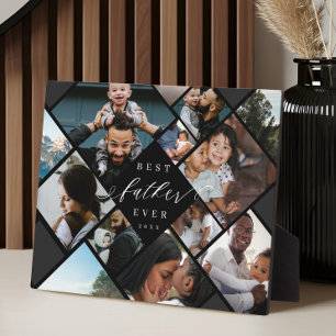 Best Father Ever Modern Photo Collage Keepsake Plaque