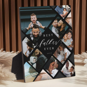 Best Father Ever Modern Photo Collage Keepsake Plaque