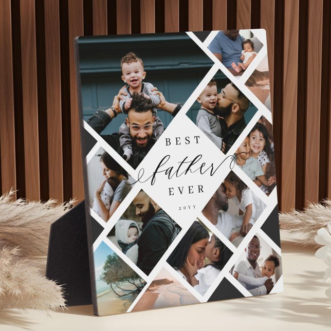 Best Father Ever Modern Photo Collage Keepsake Plaque (Best Father Ever Modern Photo Collage Keepsake Plaque)
