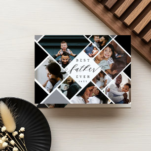 Best Father Ever Modern Photo Collage Personalised Card