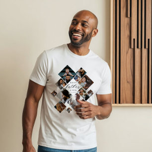 Best Father Ever Modern Photo Collage Personalized Tri-Blend Shirt