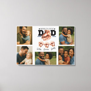 Best Father Ever Personalised Photo Collage Canvas Print