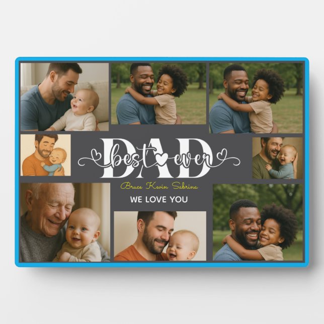Best Father Ever personalised photo collage Plaque (Front)
