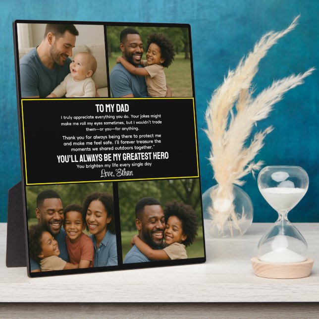 Best Father Ever Personalised Photo Collage Plaque (Side)