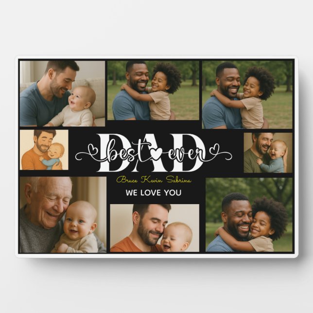 Best Father Ever personalised photo collage Plaque (Front)