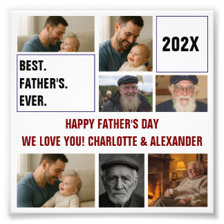 Best Father Ever Photo Collage and Custom Text