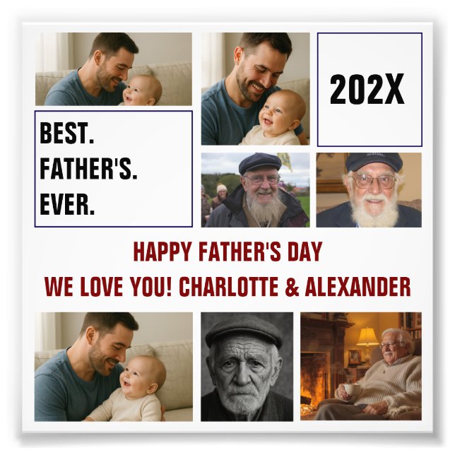 Best Father Ever Photo Collage and Custom Text (Front)